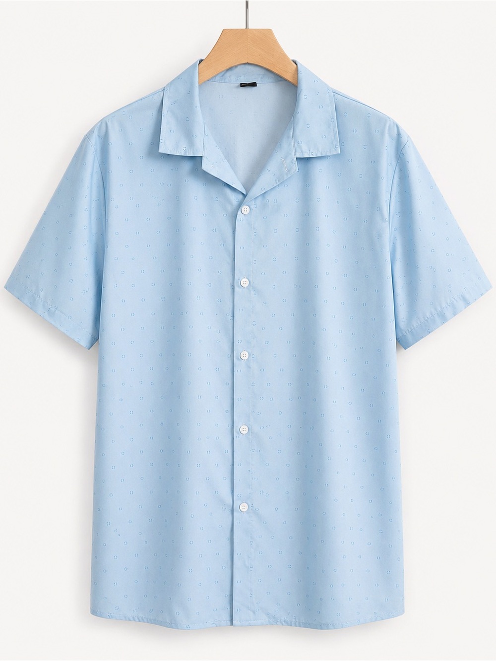 SHEIN Light Blue Camp-Collar Short Sleeve Shirt
